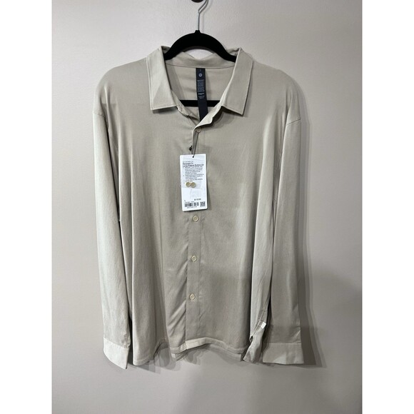 Lululemon Relaxed-Fit Long Sleeve Button-Up Shirt Men’s Large Tan Casual Large - Picture 1 of 10